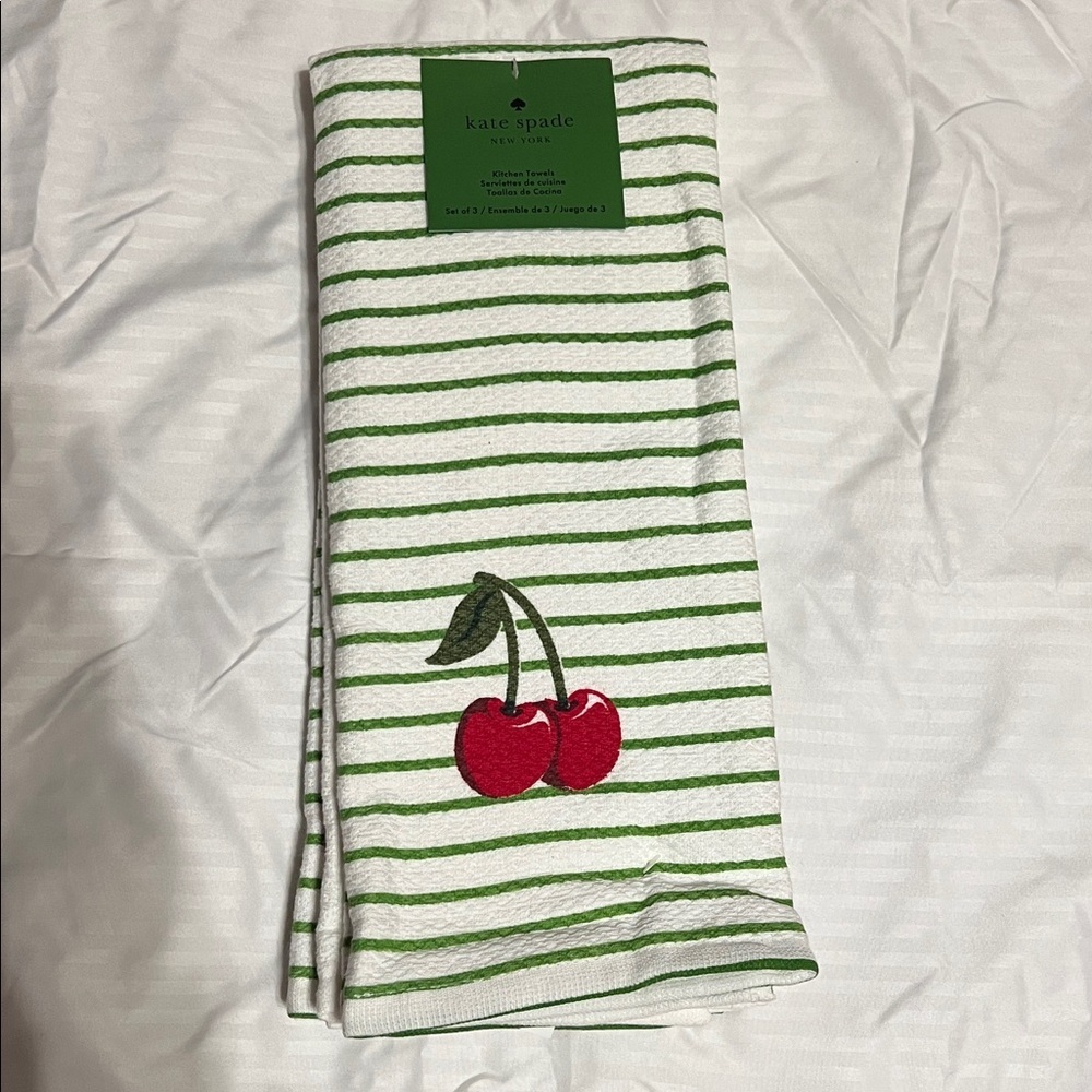 Kate Spade Cherry Kitchen Towels 3pk, NWT